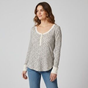 Y2K Victoria’s Secret Long Sleeve Waffle Knit Henley Shirt Women’s Medium